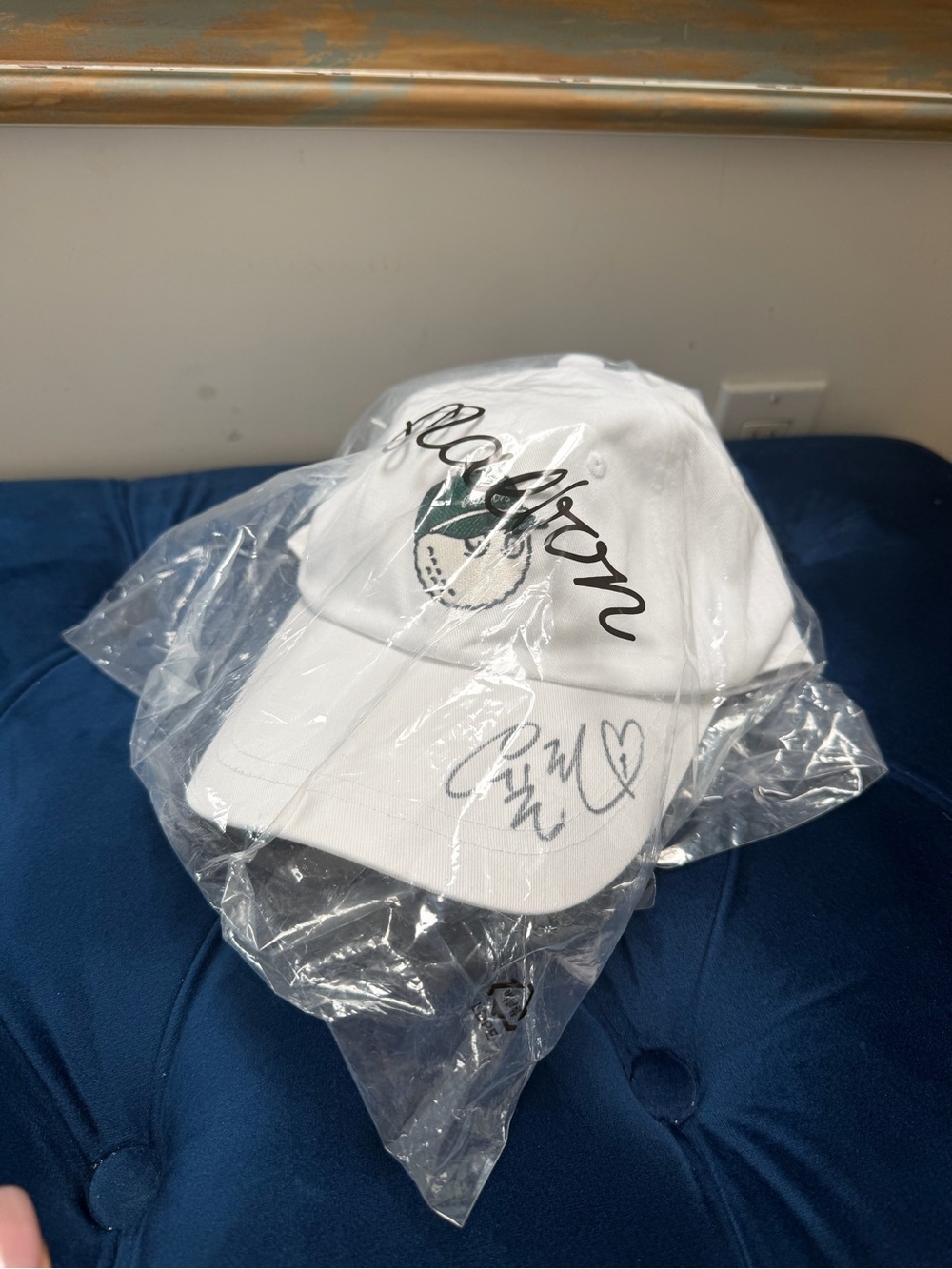 White Signature Baseball Cap with Embroidered Crest